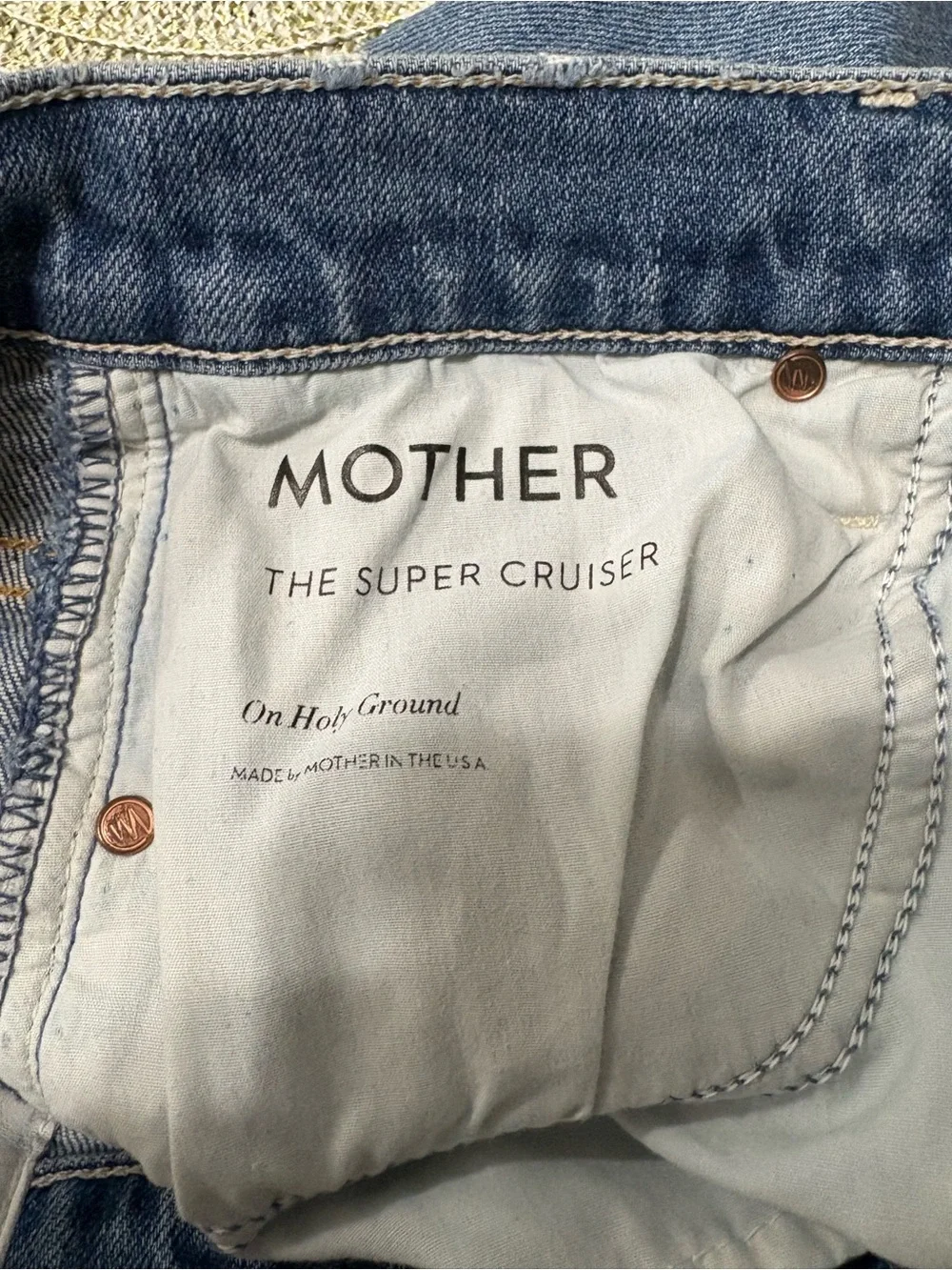 Mother Superior The Super Cruiser Jeans On Holy Ground Wash Flare Distress Sz 26